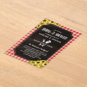 Invitations En Acrylique Rouge rustique En vichy tournesol Baby-Q douche (Poser)