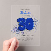 Invitations En Acrylique Royal Blue 30th Balloons Confetti Anniversaire adu (In situ (ordinateur de poche))
