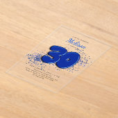 Invitations En Acrylique Royal Blue 30th Balloons Confetti Anniversaire adu (Poser)