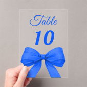 Invitations En Acrylique Royal blue bow acrylic table number sign (In situ (ordinateur de poche))