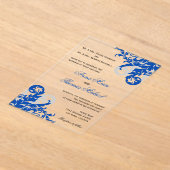 Invitations En Acrylique Royal Blue et Mariage argenté (Poser)
