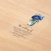 Invitations En Acrylique Royal Blue Floral Mason Jar Wedding (Poser)