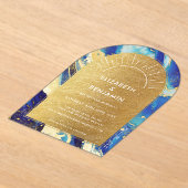 Invitations En Acrylique Royal Blue Gold Arch Mariage Acrylique Enregistrer (Poser)