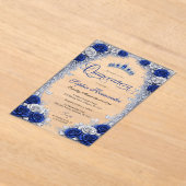 Invitations En Acrylique Royal Blue & Silver Quinceanera  (Poser)