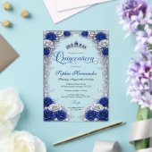 Invitations En Acrylique Royal Blue & Silver Quinceanera  (Insitu (Mariage))
