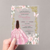 Invitations En Acrylique Royal Blush Pink Princess Quinceañera (In situ (ordinateur de poche))