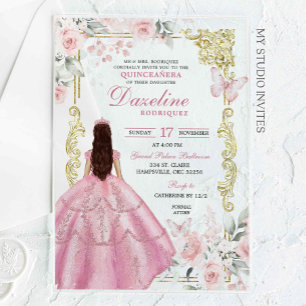 Invitations En Acrylique Royal Blush Pink Princess Quinceañera