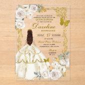Invitations En Acrylique Royal Ivory Beige Princesse Quinceañera (Recto)