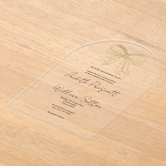 Invitations En Acrylique Ruban arc en or blanc parties scintillant Mariage  (Poser)