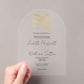Invitations En Acrylique Ruban arc en or blanc parties scintillant Mariage  (In situ (ordinateur de poche))