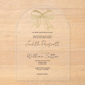 Invitations En Acrylique Ruban arc en or blanc parties scintillant Mariage  (Recto)
