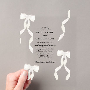Invitations En Acrylique Ruban Blanc Formel Mariage Formel