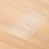 Invitations En Acrylique ruban bleu pastel Baptême (Poser)