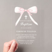 Invitations En Acrylique Ruban rose | Baptême (In situ (ordinateur de poche))