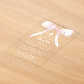 Invitations En Acrylique Ruban rose | Baptême (Poser)