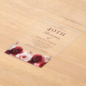 Invitations En Acrylique Ruby Red Roses 40e anniversaire du Mariage (Poser)