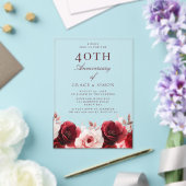 Invitations En Acrylique Ruby Red Roses 40e anniversaire du Mariage (Insitu (Mariage))