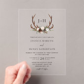 Invitations En Acrylique Russe Antlers Floral Boho Mariage (In situ (ordinateur de poche))