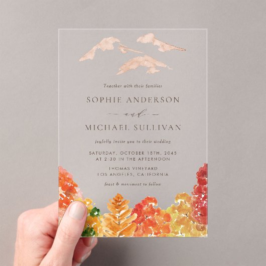 Invitations En Acrylique Russe aquarelle Mariage de automne forestier d'aut (In situ (ordinateur de poche))