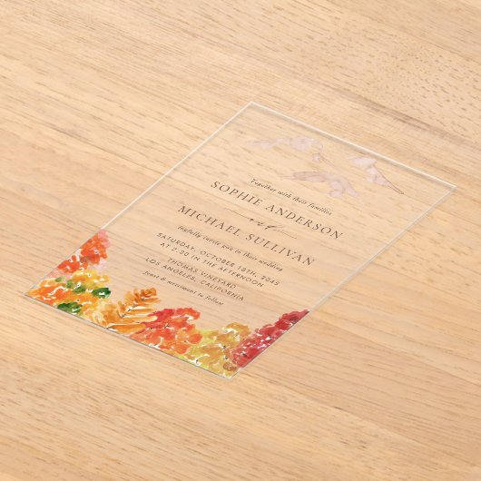 Invitations En Acrylique Russe aquarelle Mariage de automne forestier d'aut (Poser)