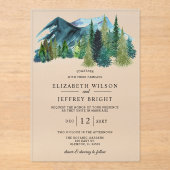 Invitations En Acrylique Russe Aquarelle Pine Mountains Mariage (Recto)