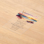 Invitations En Acrylique Russe aquarelle Sunset Beach Mariage (Poser)