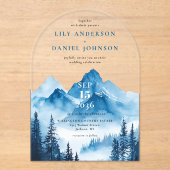 Invitations En Acrylique Russe Boho Blue Watercolor Mariage (Recto)