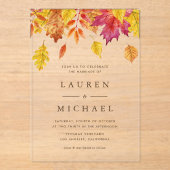 Invitations En Acrylique Russe chute Feuille Garland Mariage d'automne (Recto)