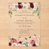 Invitations En Acrylique Russe moderne Citrouille Mariage de automne de pay (Recto)