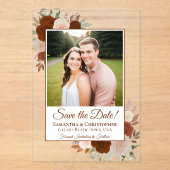 Invitations En Acrylique Rust Orange Automne Roses Mariage Enregistrer la d (Recto)
