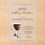 Invitations En Acrylique Rustic 80th Birthday Red Wine Surprise Birthday (Recto)