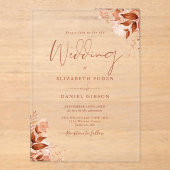Invitations En Acrylique Rustic Autumn Fall Floral Script Wedding (Recto)