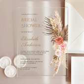 Invitations En Acrylique Rustic Boho Earthy Floral Pampas Bridal Shower