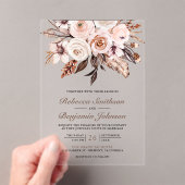 Invitations En Acrylique Rustic Boho Earthy Ivory Floral Wedding (In situ (ordinateur de poche))