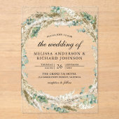 Invitations En Acrylique Rustic Boho Pampas Eucalyptus Wreath Wedding (Recto)