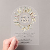 Invitations En Acrylique Rustic Boho Pampas Grass Wreath Ampersand Wedding (In situ (ordinateur de poche))