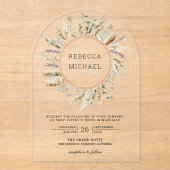 Invitations En Acrylique Rustic Boho Pampas Grass Wreath Ampersand Wedding (Recto)