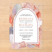 Invitations En Acrylique Rustic Boho Seashells Nautical Wedding (Recto)