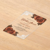 Invitations En Acrylique Rustic Burlap Dusty Terracotta Rose Bridal Shower (Poser)