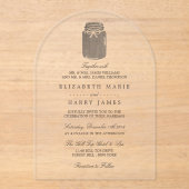 Invitations En Acrylique Rustic Burlap Mason Jar Wedding (Recto)