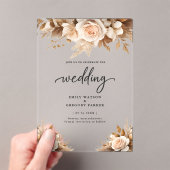 Invitations En Acrylique Rustic Chic Boho Blush Floral Wedding (In situ (ordinateur de poche))