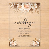 Invitations En Acrylique Rustic Chic Boho Blush Floral Wedding (Recto)