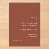 Invitations En Acrylique Rustic Copper Editorial Modern Wedding (Recto)