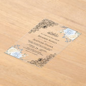 Invitations En Acrylique Rustic Cream Soft Blue Floral Lace Muslim Wedding (Poser)