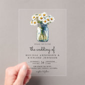 Invitations En Acrylique Rustic Daisies Floral Mason Jar Wedding (In situ (ordinateur de poche))