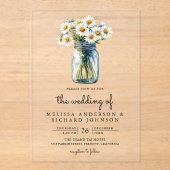 Invitations En Acrylique Rustic Daisies Floral Mason Jar Wedding (Recto)