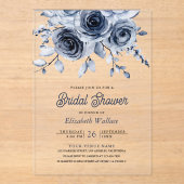 Invitations En Acrylique Rustic Dusty Blue Floral Bridal Shower (Recto)