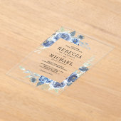 Invitations En Acrylique Rustic Dusty Blue Floral Wedding (Poser)