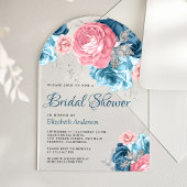 Invitations En Acrylique Rustic Dusty Blue Pink Floral Rose Bridal Shower