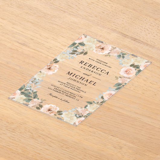 Invitations En Acrylique Rustic Dusty Peach Floral Wedding (Poser)